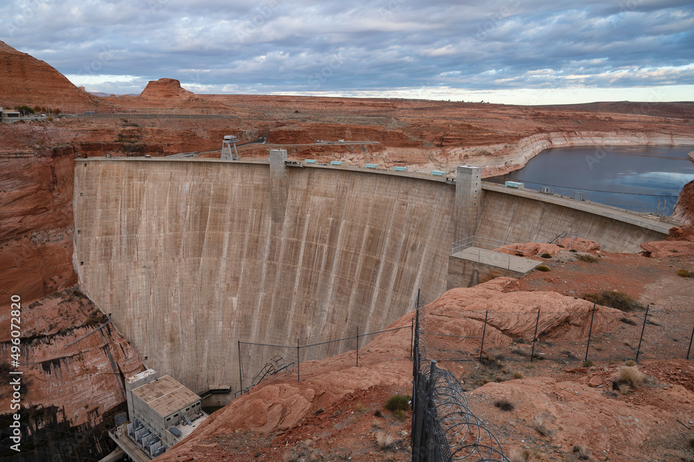 Glen Canyon Dam during sunset, Page, Arizona, United States Glen Canyon Dam during sunset, Page, Arizona, United States