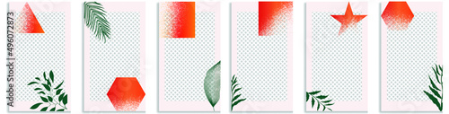 Social media covers with simple design elements . Boho style . Leaves . Post frame stories templates.  Layout for promotion .Media banner .Vector