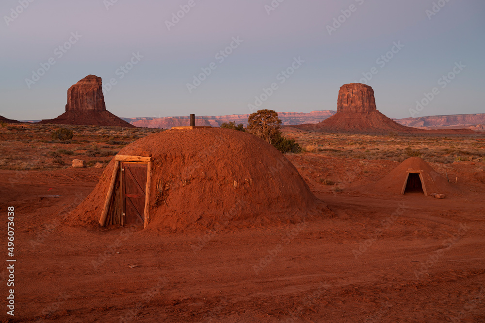Hogan hut of Navajo tribe in Monument Valley, Arizona, USA Hogan hut of Navajo tribe in Monument Valley, Arizona, USA