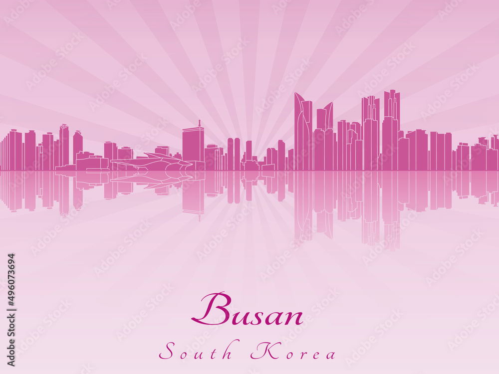 Obraz premium Busan skyline in purple radiant orchid