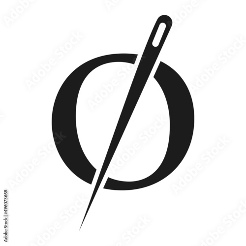 Initial Letter O Tailor Logo, Needle and Thread Combination for Embroider, Textile, Fashion, Cloth, Fabric Template