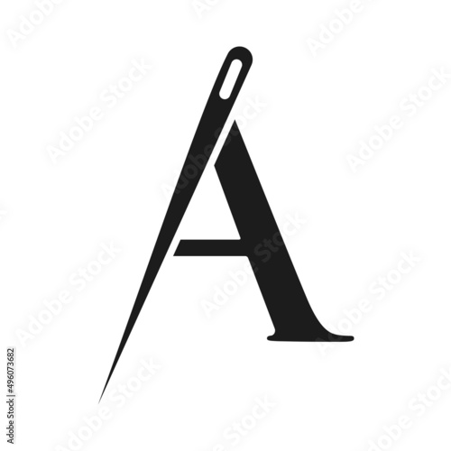 Initial Letter A Tailor Logo, Needle and Thread Combination for Embroider, Textile, Fashion, Cloth, Fabric Template