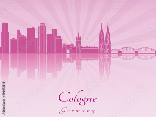 Cologne skyline in purple radiant orchid