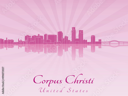 Corpus Christi skyline in purple radiant orchid