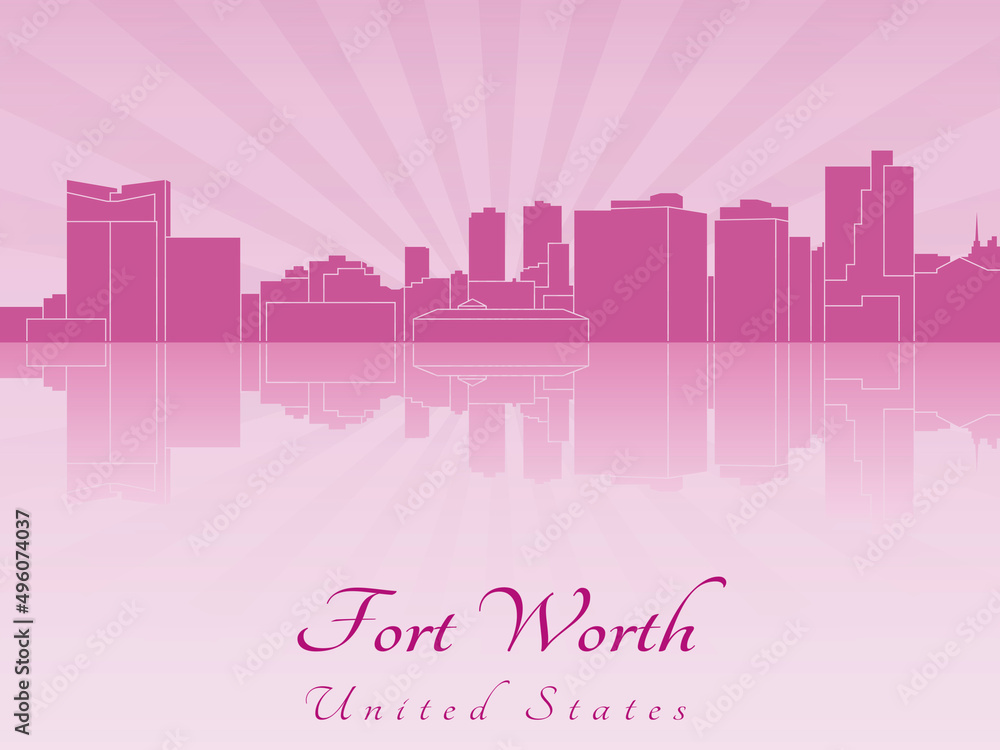 Obraz premium Fort Worth skyline in purple radiant orchid