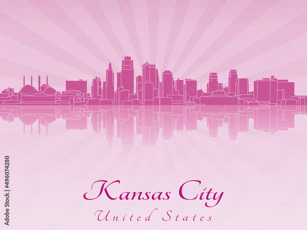Obraz premium Kansas City skyline in purple radiant orchid