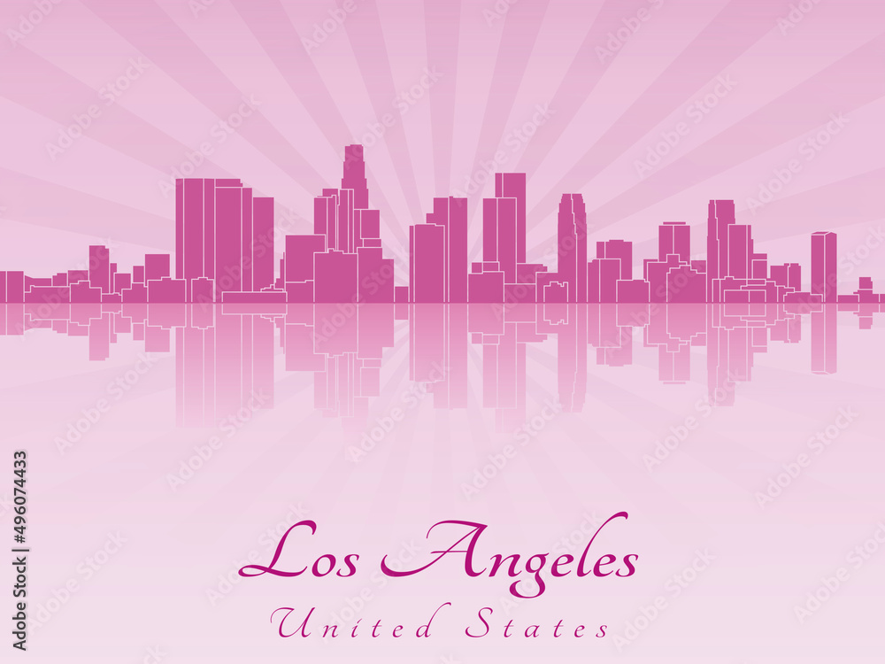 Naklejka premium Los Angeles skyline in purple radiant orchid