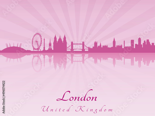 London skyline in purple radiant orchid