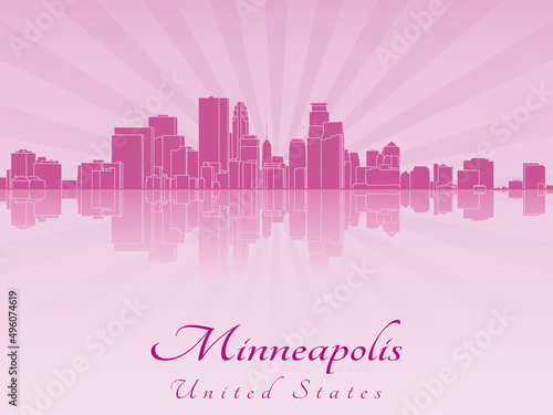 Minneapolis skyline in purple radiant orchid