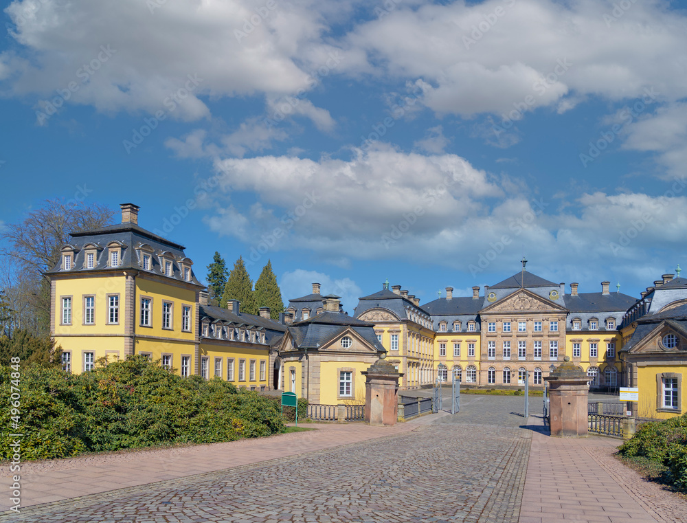 The beautiful castle in Bad Arolsen, Germany, on a sunny day