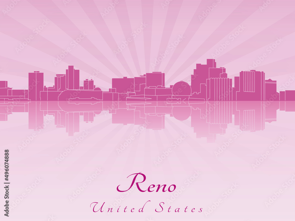 Fototapeta premium Reno skyline in purple radiant orchid