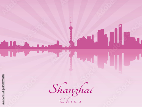 Canvas Print Shanghai skyline in purple radiant orchid