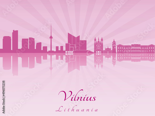 Vilnius skyline in purple radiant orchid