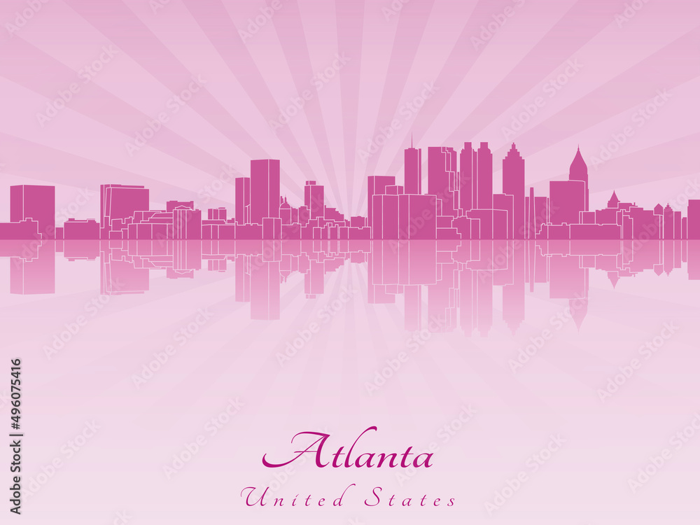Fototapeta premium Atlanta skyline in purple radiant orchid