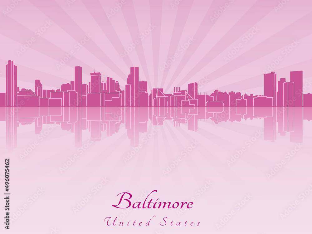 Obraz premium Baltimore skyline in purple radiant orchid
