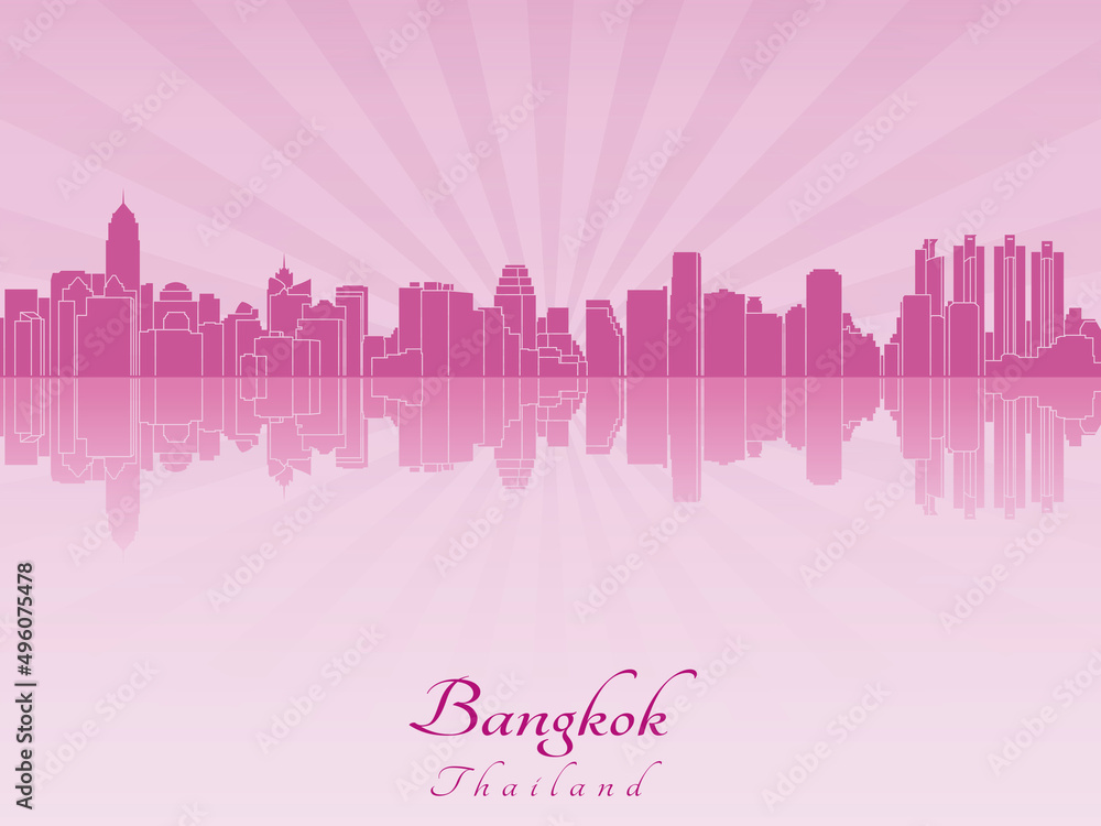 Obraz premium Bangkok skyline in purple radiant orchid