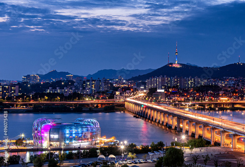 view of the city at night, Seoul, South Korea.