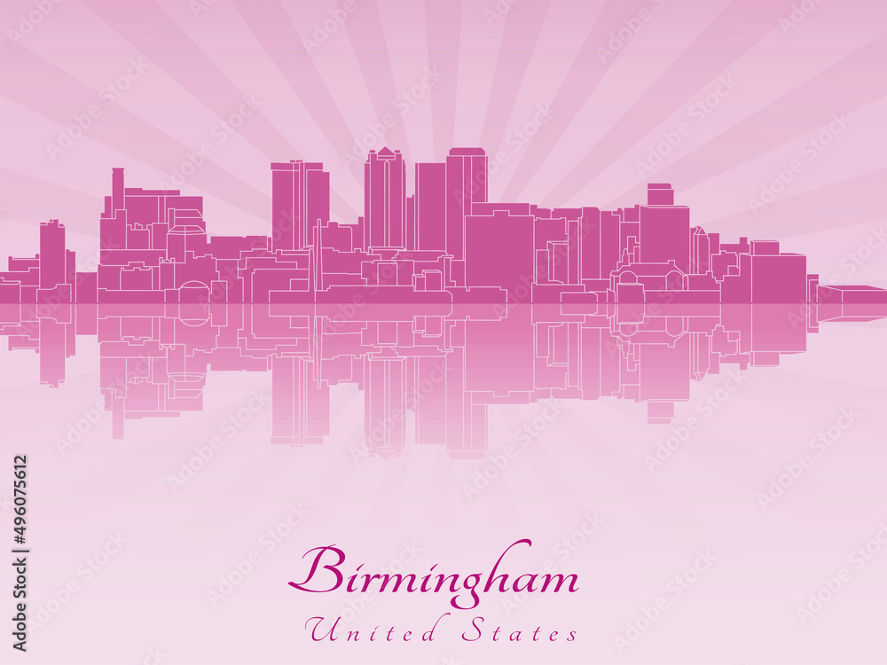 Birmingham AL skyline in purple radiant orchid Birmingham AL skyline in purple radiant orchid