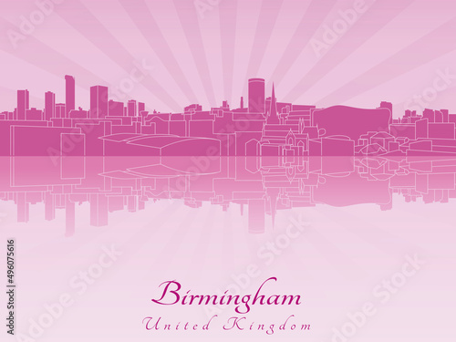 Birmingham skyline in purple radiant orchid