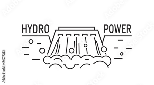 Hydroelectric power station black icon. Vector illustration
