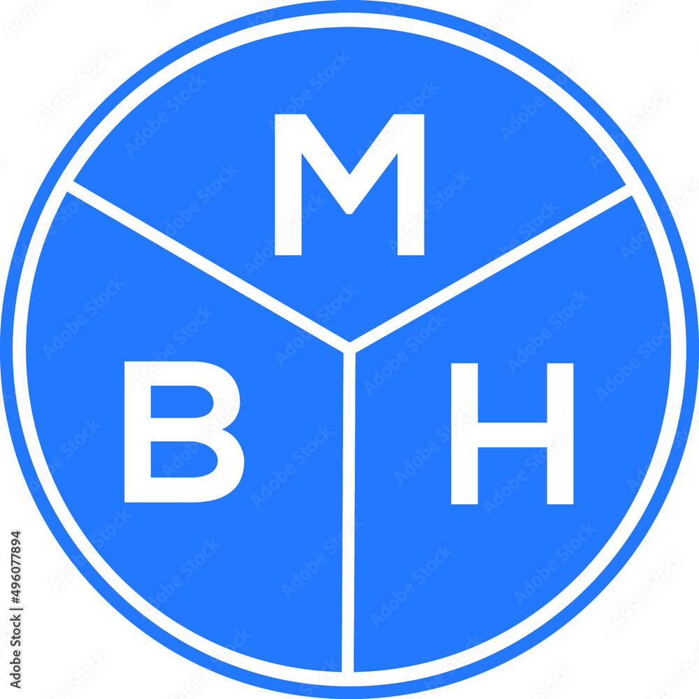 MBH letter logo design on white background. MBH creative circle letter logo concept. MBH letter design. MBH letter logo design on white background. MBH creative circle letter logo concept. MBH letter design.