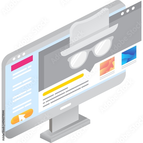 Private tab incognito browser page vector 3d icon