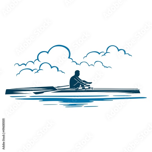 Vector logo illustration of a rower