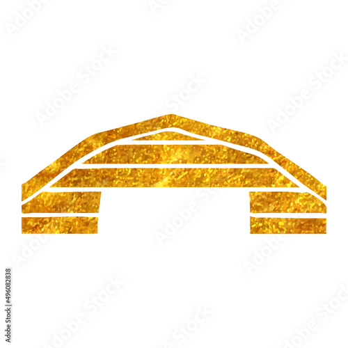 Hand drawn gold foil texture icon Airplane hangar