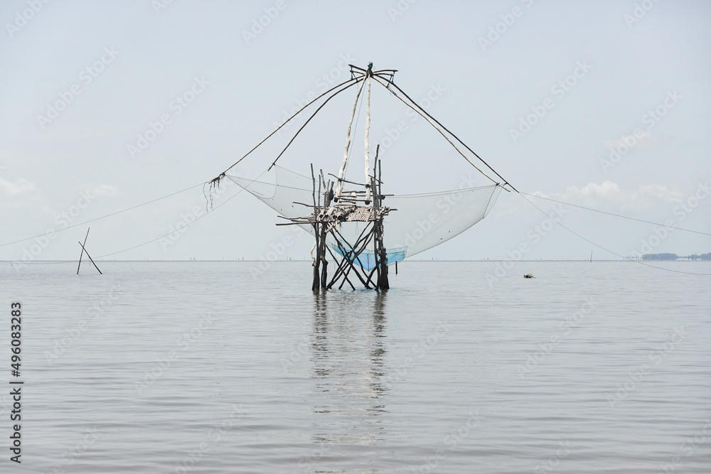 Fishing net in the sea
