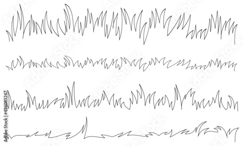 grass line. outline grass vector set