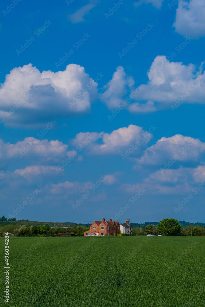Fototapeta premium Lush green farming land - Warwickshire England UK