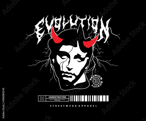 Evolution People to Devil t shirt design, vector graphic, typographic poster or tshirts street wear and Urban style
