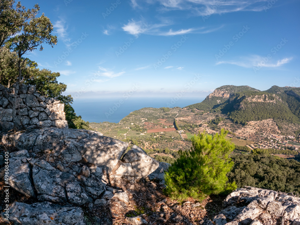 Landscape of the Serra de Tramuntana , mountain range on the Spanish island of Palma de Mallorca, Spain, Europe