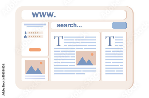 Web design icon. User interface development concept. Website layout online service or platform. Site creation with blocks in browser. Vector flat illustration