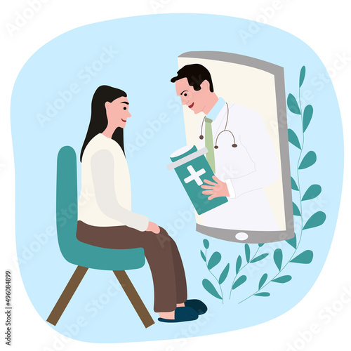 Online medicine and telehealth concept. Doctor consult woman by mobile application