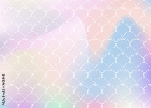 Holographic scale background with gradient mermaid.