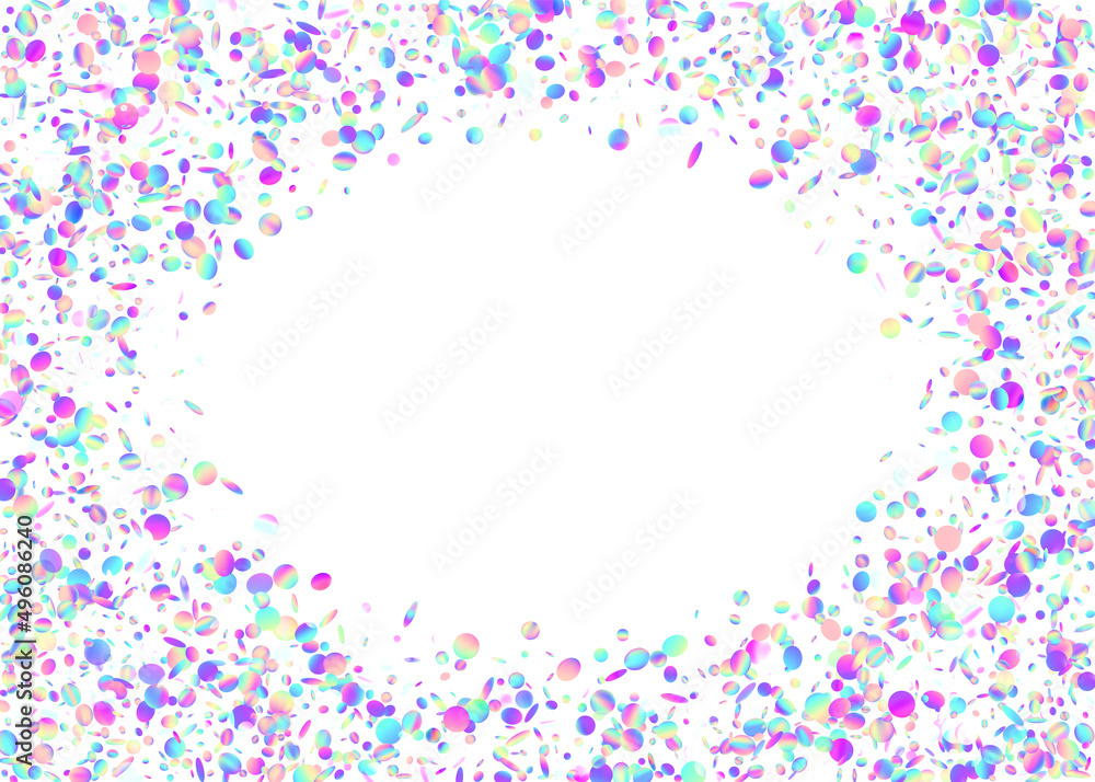 Iridescent Confetti. Fiesta Art. Modern Foil. Neon Background. Party Design. Falling Sparkles. Pink Laser Texture. Retro Colorful Backdrop. Purple Iridescent Confetti