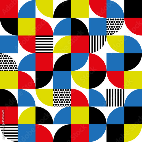 Abstract Geometric Bauhaus Seamless Pattern