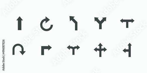 road, direction, arrow, signpost vector icon symbol