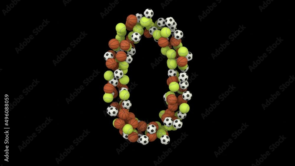 Sports Ball Themed Font Number 0 Sports Ball Themed Font Number 0