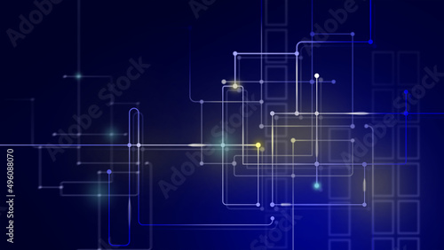 Abstractive graphic illustration of network connection, technology concept.