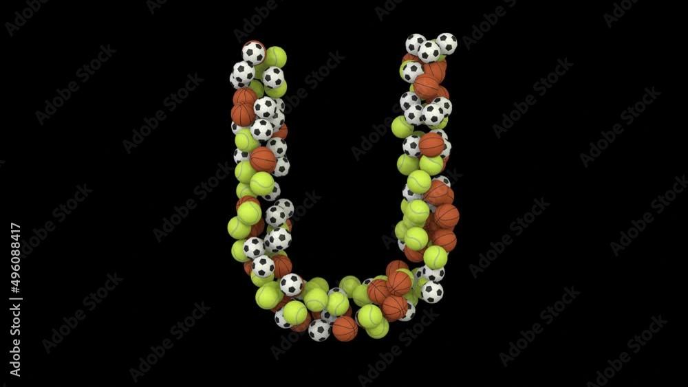 Sports Ball Themed Font Letter U Sports Ball Themed Font Letter U