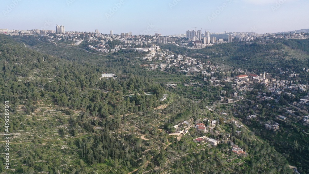 Jerusalem Dam in the spring aerial view
Drone view over Beit zait barrage , April 2022  
