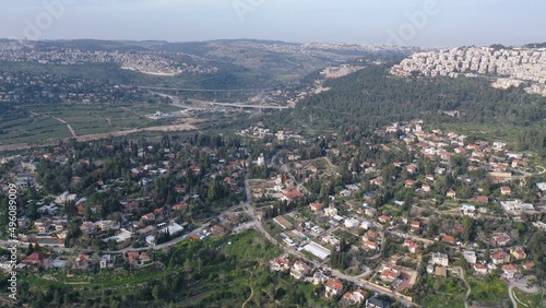 Jerusalem Dam in the spring aerial view Drone view over Beit zait barrage , April 2022    © ImageBank4U