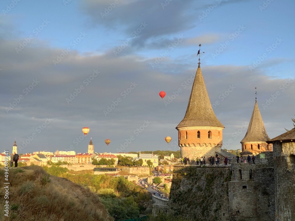Hot air balloons and castle