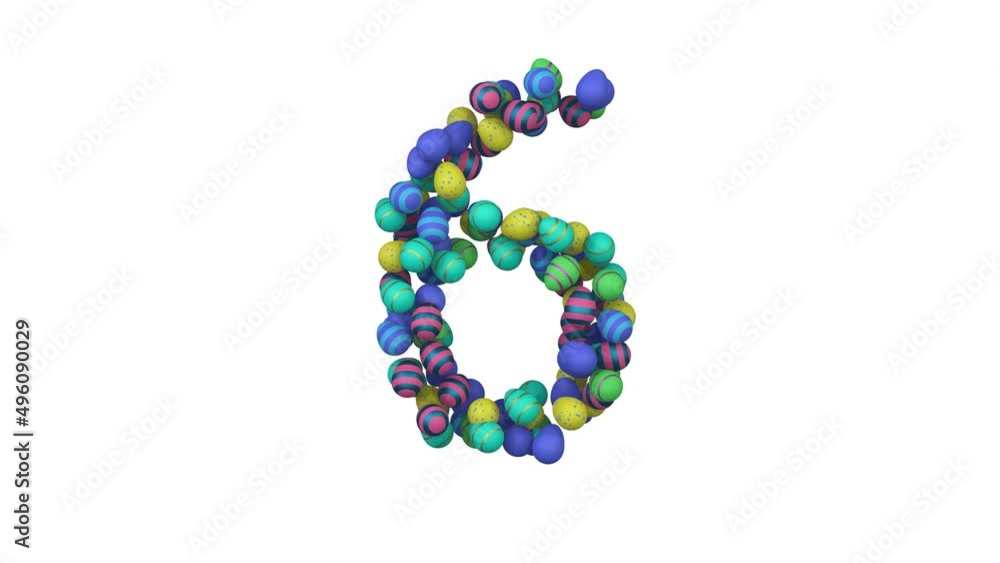 Easter Egg Themed Font Number 6 Easter Egg Themed Font Number 6