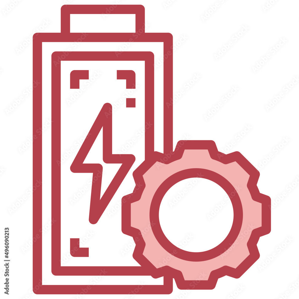 BATTERY red line icon,linear,outline,graphic,illustration BATTERY red line icon,linear,outline,graphic,illustration