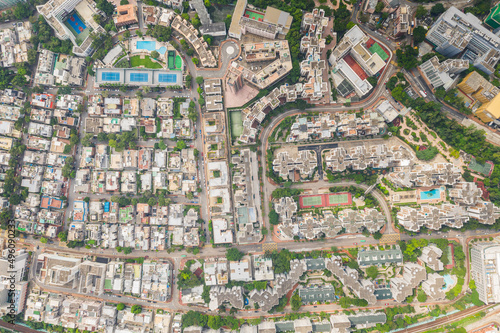 Amazing aerial view cityscape of Kowloon Tong  residential districk of Hong Kong  daytime