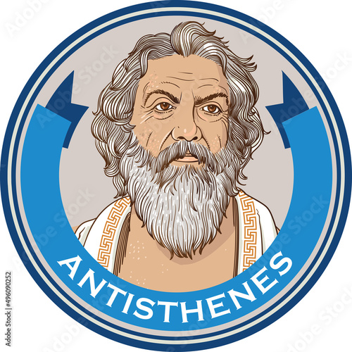 Antisthenes line art portrait. Ancient greek philosopher