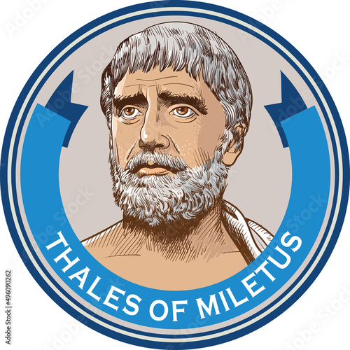Thales of Miletus line art portrait